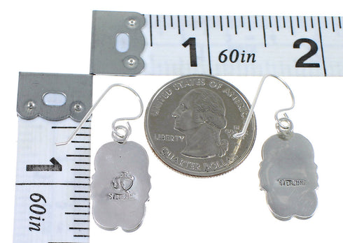 Genuine Sterling Silver Multicolor Inlay Southwest Hook Dangle Earrings RX70441